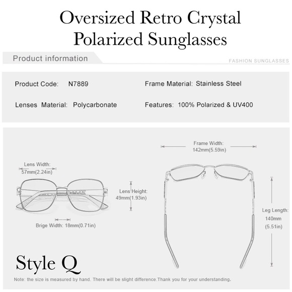 KINGSEVEN Oversized Retro Brown Gradient Crystal Gold Polarized Sunglasses - Picture 16 of 16